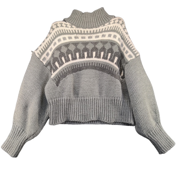 Pringle of Scotland x H&M Women's Cropped Sweater Gray Medium Fair Isle - Picture 1 of 12